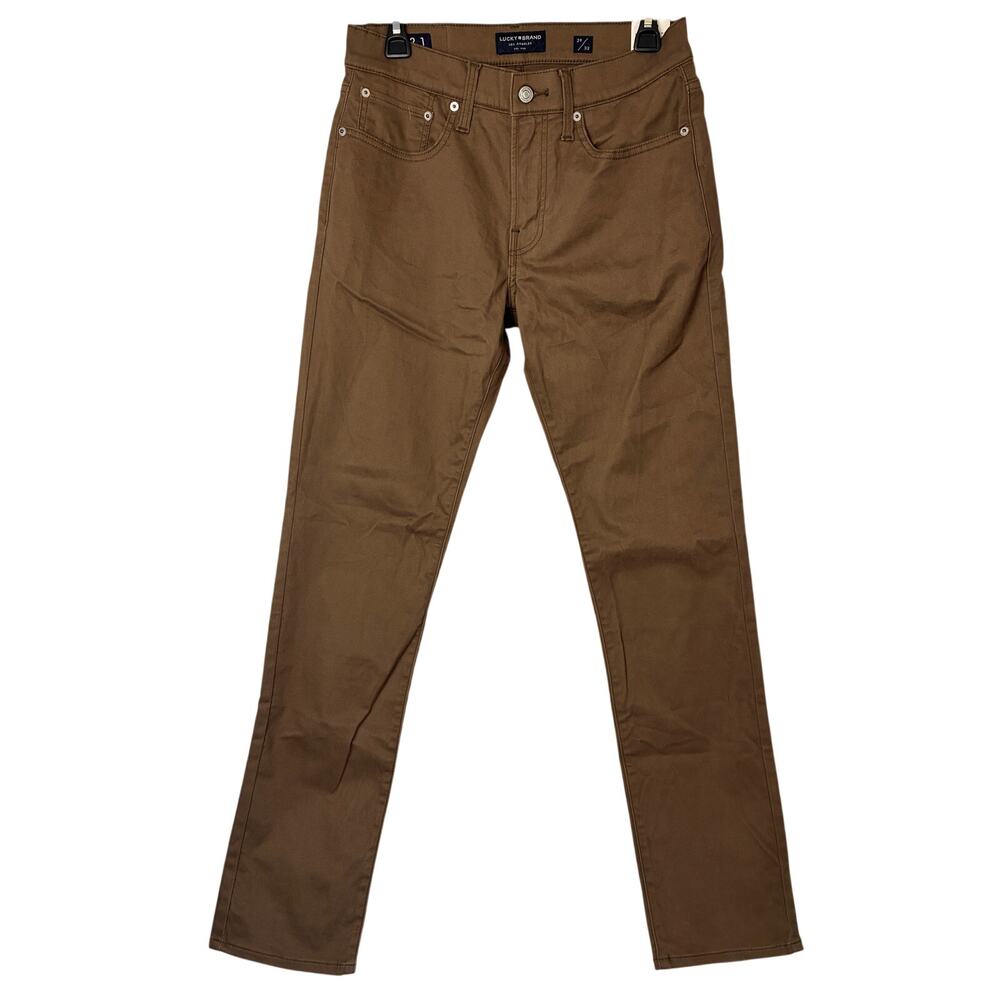 NWT Lucky Brand 121 Slim Straight Pants Mens 29x32 Brown Chino Preppy